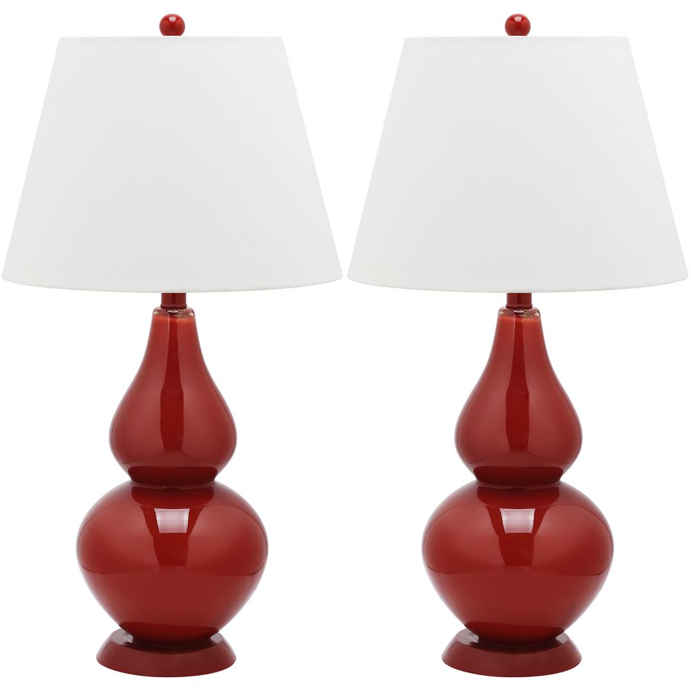 Safavieh LIT4088E CYBIL DOUBLE GOURD (SET OF 2) RED BASE AND NECK TABLE LAMP